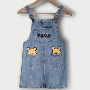 Disney Winnie The Pooh Embroidered Girl's Overall Dress Size 6-7